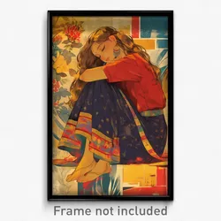Bollywood Movie Poster - Girl Feeling Reluctant, Multicolored Ankle Strap