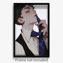 Art Poster - Boy Feeling Dominant Wearing Zigzag Blue Neckwear (Art Print)