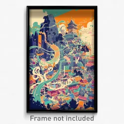 Indonesian Movie Poster - Swirly Thai City (Indonesia Retro Film Art Print)