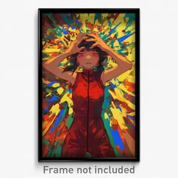 Anime Art Poster - Woman Feeling Overwhelmed Wearing Cherry Red Bodysuit (Print)