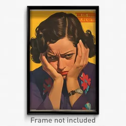 Greek Movie Poster - Woman Feeling Sorrow, Old Fashioned Purple Necktie (Print)