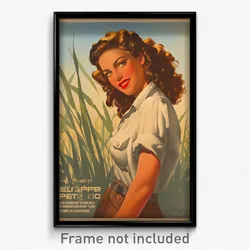 Hebrew Movie Poster - Woman Feeling Carefree, Admirable Shirt Overhang (Print)