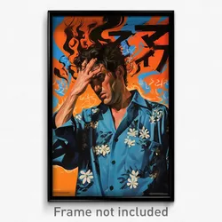Greek Movie Poster - Man Feeling Unnerved, Glaring Blue Shirt (Greece Art Print)