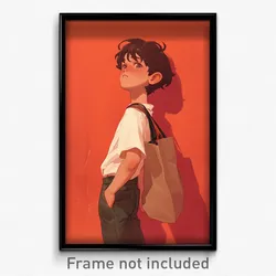 Art Poster - Boy Feeling Coercive Wearing Macabre Grocery Bag