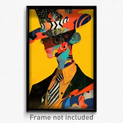 Art Poster - Boy Feeling Pensiveness Wearing Attractive Top Hat (Print)