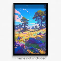 Art Poster - Flat Landscape (Psychedelic Trippy Weird 11x17 Print)