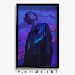 Art Poster - Man Feeling Calmness Wearing Multicolored Purple (Art Print)