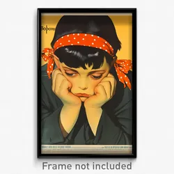 German Movie Poster - Boy Feeling Bored, Orange Polka Dot Ribbon (Art Print)