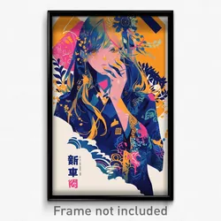 Chinese Movie Poster - Woman Feeling Suspicious, Glossy Blue Scarf (Art Print)
