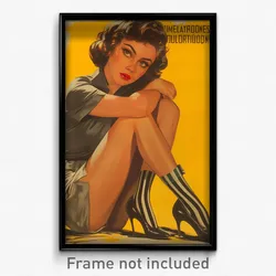 Spanish Movie Poster - Girl Feeling Sullenness, Glass Vertical Striped Legwear