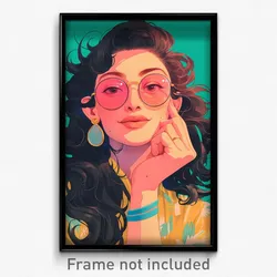 Bollywood Movie Poster - Girl Feeling Schadenfreude, Gripping Popped Button
