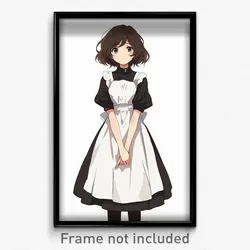 Anime Art Poster - Girl Feeling Negative Wearing Thrifty Frilled Apron (Print)
