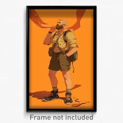 Art Poster - Man Feeling Self Respecting Wearing Cumbersome Orange Ribbon