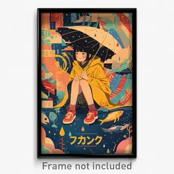 Japanese Movie Poster - Boy Feeling Positive, Yellowish Yellow Raincoat (Print)
