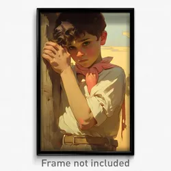 Spanish Movie Poster - Boy Feeling Pensiveness, Rosy Pink Bow (Spain Art Print)