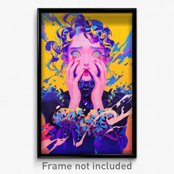 Art Poster - Woman Feeling Shocked Wearing Lively Frilled Sleeves (Print)