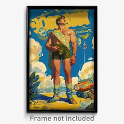 Russian Movie Poster - Man Feeling Lazy, Burly Back Seamed Legwear (Art Print)