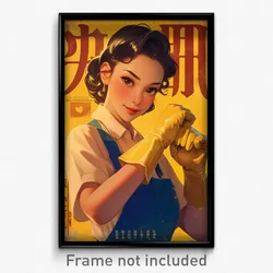 Thai Movie Poster - Woman Feeling Enthusiasm, Immaculate Mismatched Gloves