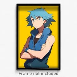 Anime Art Poster - Man Feeling Annoyance Wearing Blue Sleeveless Jacket (Print)