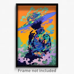Art Poster - Boy Feeling Insightful Wearing Complex Large Hat (Art Print)