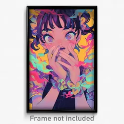 Art Poster - Girl Feeling Baffled Wearing Wonderful Wrist Scrunchie (Art Print)