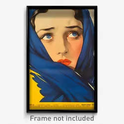French Movie Poster - Woman Feeling Worried, Thin Blue Scarf (France Art Print)