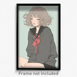 Art Poster - Woman Feeling Attentiveness, Well Worn Grey Sailor Collar (Print)