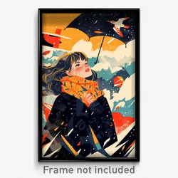 Spanish Movie Poster - Girl Feeling Anticipating, Adventurous Winter Clothes