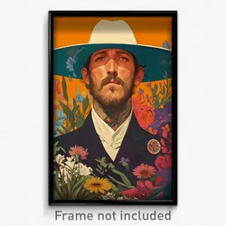 Mexican Movie Poster - Man Feeling Aversion, White Hat Flower (Mexico Art Print)