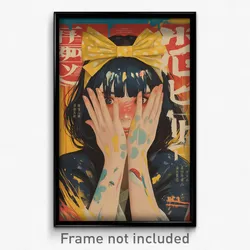 Vietnamese Movie Poster - Girl Feeling Perplexed, Shady Yellow Bow (Art Print)