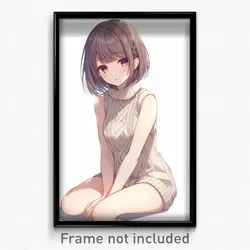Anime Art Poster - Girl Feeling Boredom, Memorable Sleeveless Sweater (Print)