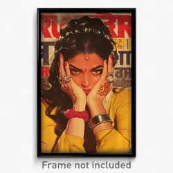 Bollywood Movie Poster - Woman Feeling Bitter, Hearty Red Scrunchie (Art Print)