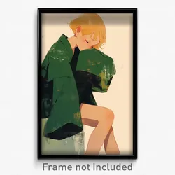 Art Poster - Boy Feeling Self Pity Wearing Silly Green Dress (Print)