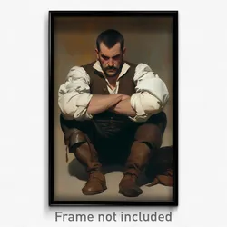 Art Poster - Man Feeling Anger Wearing French Brown Footwear (Print)