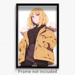 Anime Art Poster - Woman Feeling Coercive, Classic Fur Trimmed Jacket (Print)