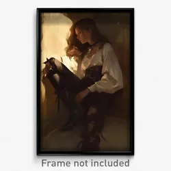 Art Poster - Girl Feeling Brooding Wearing Novel Torn Pants (Print)