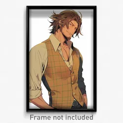 Anime Art Poster - Man Feeling Adoration Wearing Wobbly Brown Vest (Print)