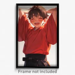 Art Poster - Boy Feeling Jubilation Wearing Handmade Red Hakama (Art Print)
