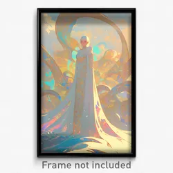 Art Poster - Girl Feeling Courage Wearing Artistic Wedding Dress (Art Print)