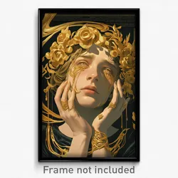 Greek Movie Poster - Girl Feeling Woe, Remarkable Gold Necklace (Art Print)