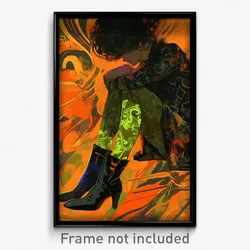 Art Poster - Woman Feeling Confident Wearing Black Green Legwear (Print)