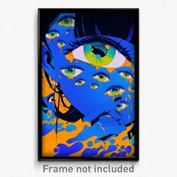 Anime Art Poster - Woman Feeling Dread Wearing Stylish Blue Collar (Print)