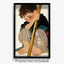 Art Poster - Boy Feeling Stressed Wearing Metallic Sash (Art Print)
