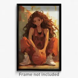 Art Poster - Girl Feeling Dread Wearing Baggy Basketball Uniform (Print)