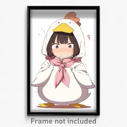 Anime Art Poster - Duckling Feeling Nervous Wearing Pathetic Pink Neckerchief