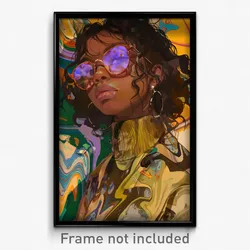 Art Poster - Girl Feeling Helpless Wearing Simple Brown Framed Eyewear (Print)