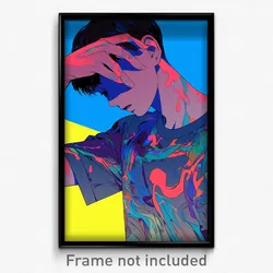 Anime Art Poster - Boy Feeling Discomfort Wearing Webbed Gym Shirt (Print)