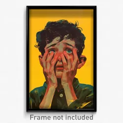 Brazilian Movie Poster - Boy Feeling Despair, Wavy Button Badge (Art Print)