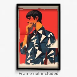 Brazilian Movie Poster - Man Feeling Doubt, Triangular Popped Button (Art Print)