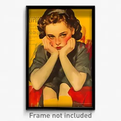 German Movie Poster - Woman Feeling Woe, Upbeat Yellow Socks (Germany Art Print)